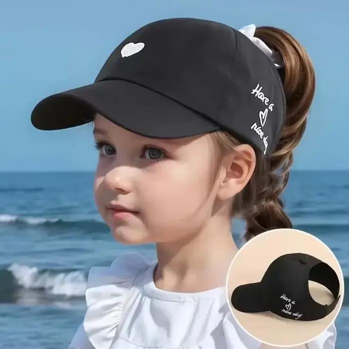 Casquette de baseball pour enfants unisexe avec motif cœur creux, ajustable pour garçons et filles, chapeau de pêcheur pour activités en plein air et événements spéciaux