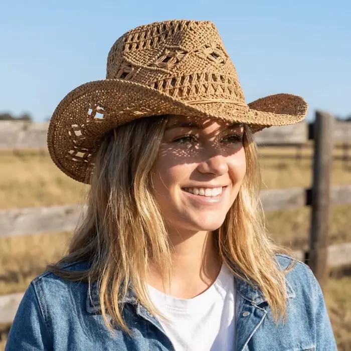 Chapeau de paille bohème ajouré tendance