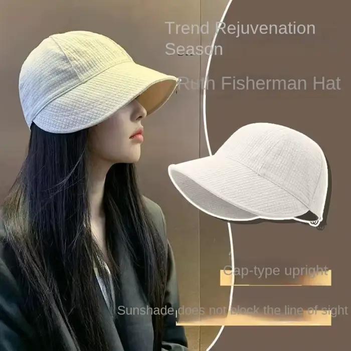Chapeau de soleil décontracté en tissu gaufré pliable anti-uv pour plage été multifonctionnel occasions spéciales homme femme