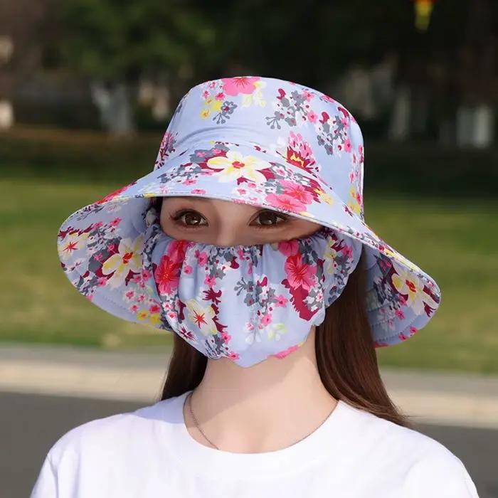 Chapeau de travail agricole à large bord anti-UV avec masque de protection du cou