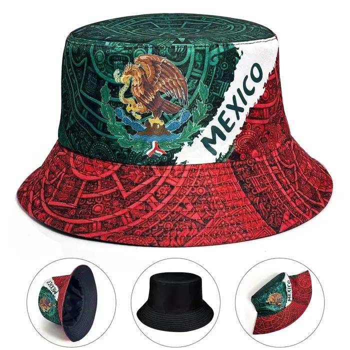 Chapeau bob imprimé avec emblème du drapeau mexicain