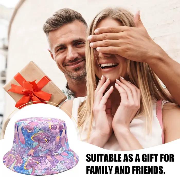 Chapeau de pêcheur violet rétro double face imprimé pour femme protection solaire voyage printemps été occasions spéciales