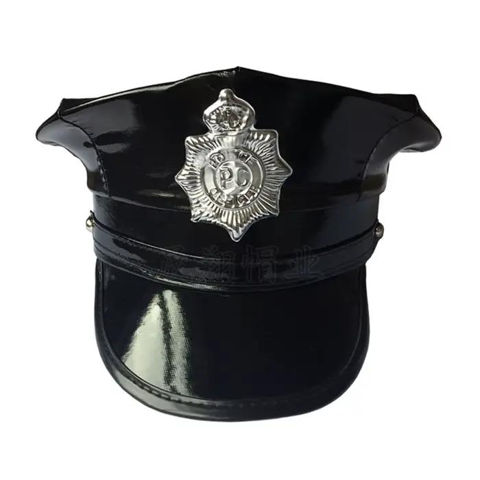 Casquette octogonale en imitation cuir pour cosplay et fêtes d'adulte unisexuelle style européen et américain saphir profond ou jaune fluo