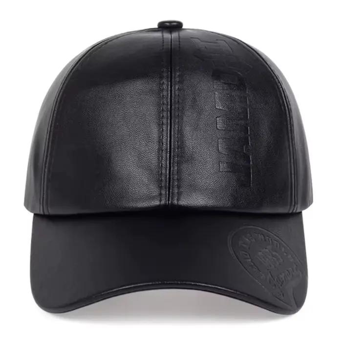 Casquette de baseball réglable en cuir PU pour homme