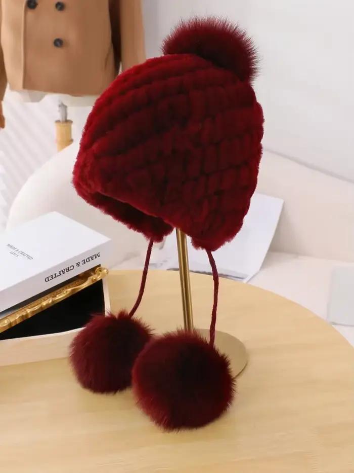 Véritable Rex lapin fourrure chapeau pour femmes automne russe ushanka rayure