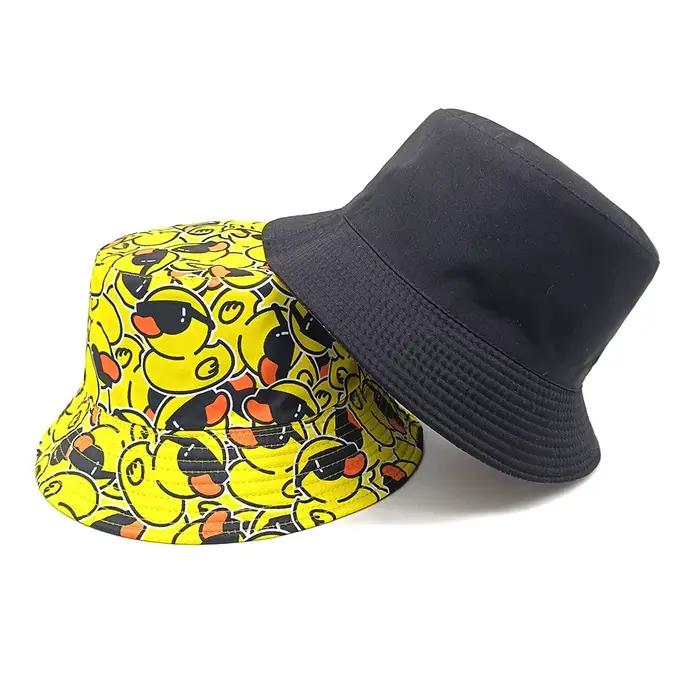 Chapeau Bob Imprimé Canard Jaune Chapeau de Seau Multifonction Tendance Décoratif Style Panama Idéal Été Voyage Plage Protection Solaire