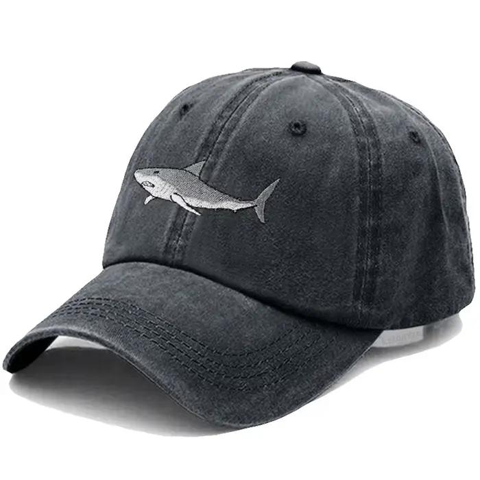 Casquette de baseball brodée avec un requin pour femmes et hommes
