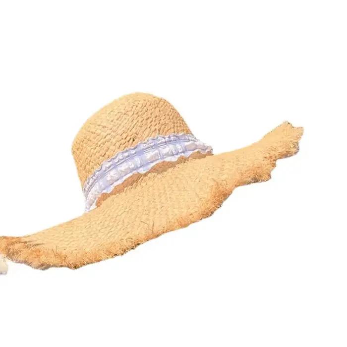 Chapeaux de soleil français vintage en raphia pour femmes