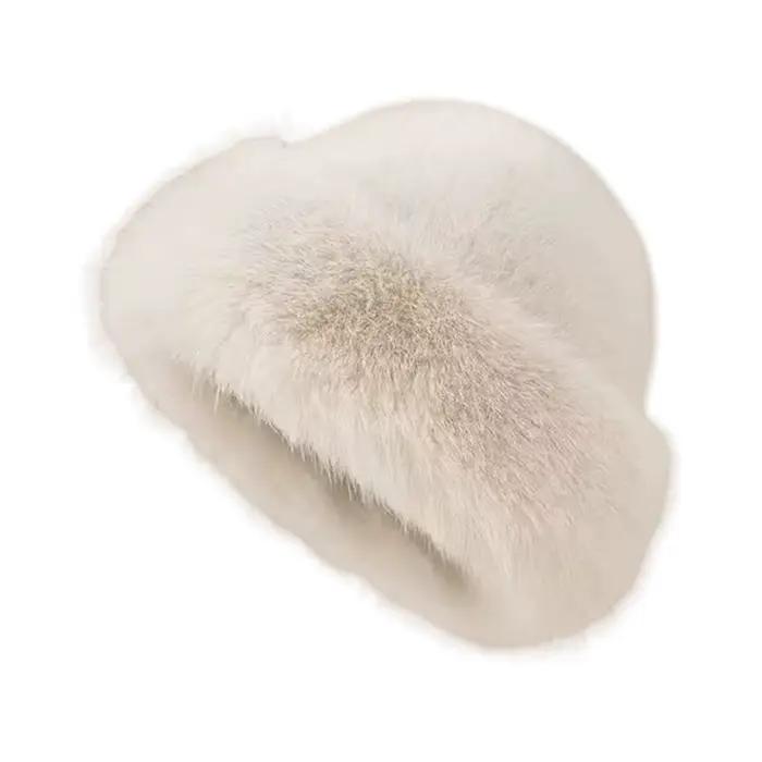 Chapeau seau en fausse fourrure pour femmes