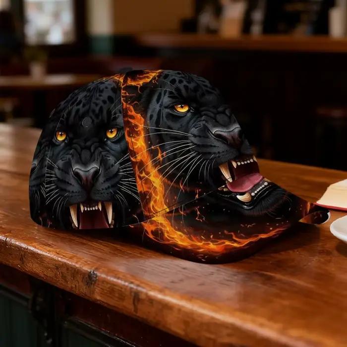 Casquette de baseball classique avec imprimé Fierce Panther in Flames