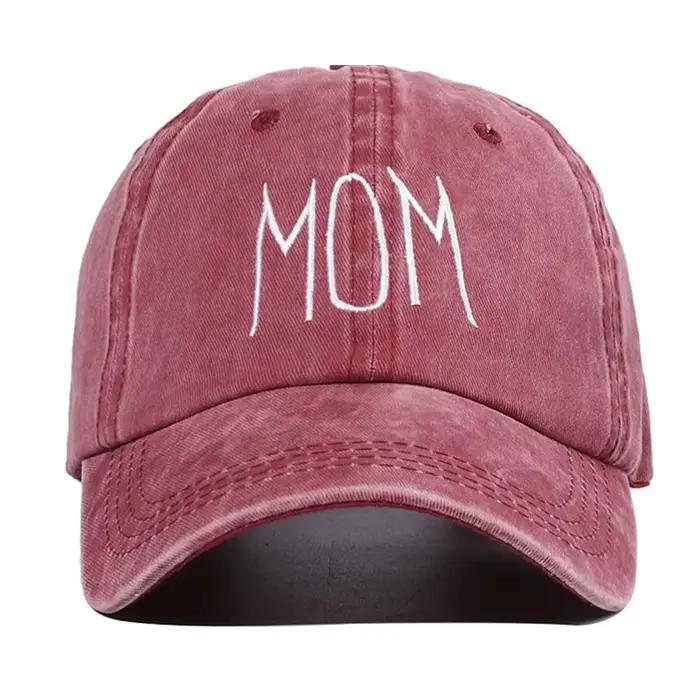 DAD MOM-Casquettes de baseball brodées en denim délavé vintage