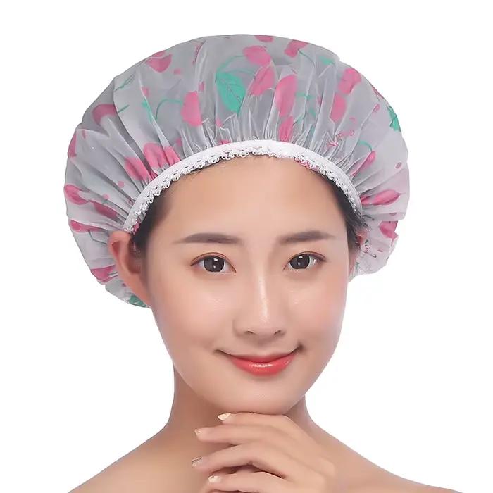Bonnet de douche imprimé cerise/cœur