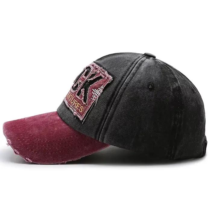 Casquette en denim shabby avec lettres délavées pour hommes et femmes