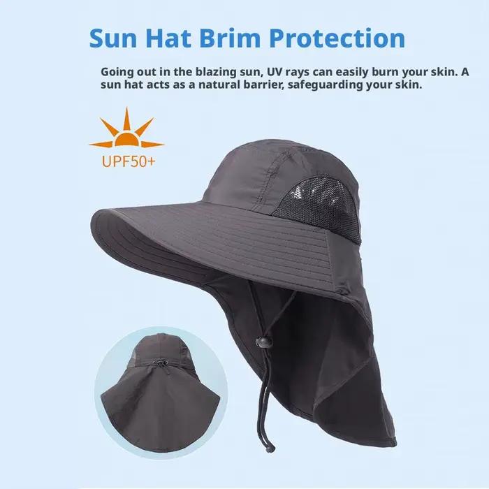 Chapeau de soleil à large bord avec protection du cou pour hommes et femmes