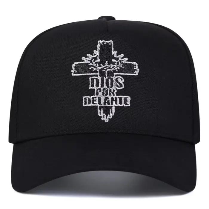 Casquettes de baseball unisexes DIOS POR DELANTE avec broderie en croix