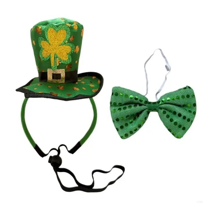 Ensemble chapeaux classiques nœud papillon vert avec bandeaux