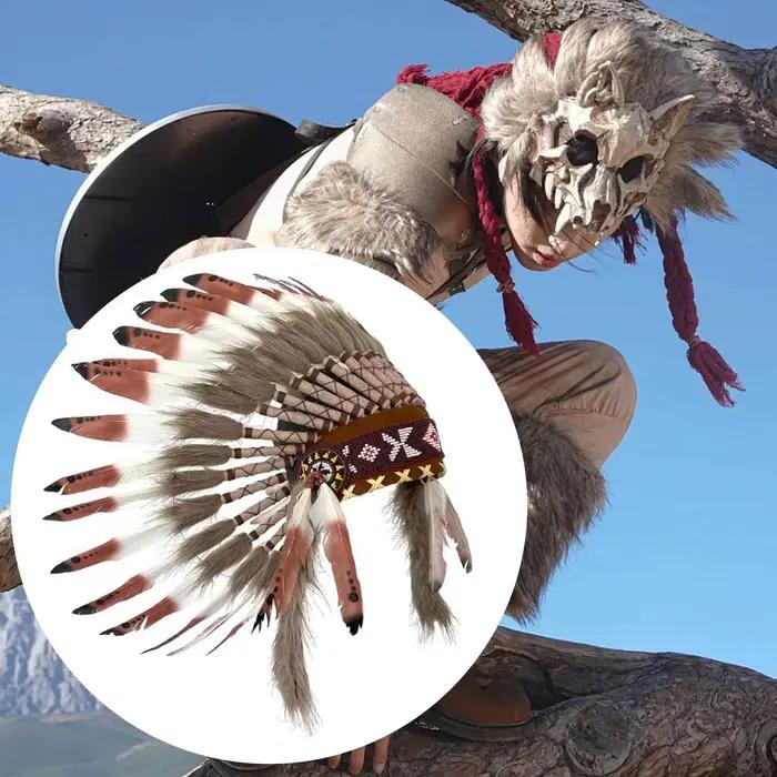 Chapeau indien en plumes pour hommes et femmes