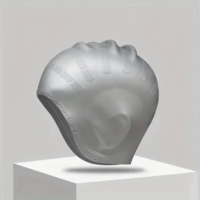 DIZETION Bonnet de bain en silicone durable avec poches d'oreille pour adultes et adolescents - Protege les cheveux longs et fournit une haute élasticité