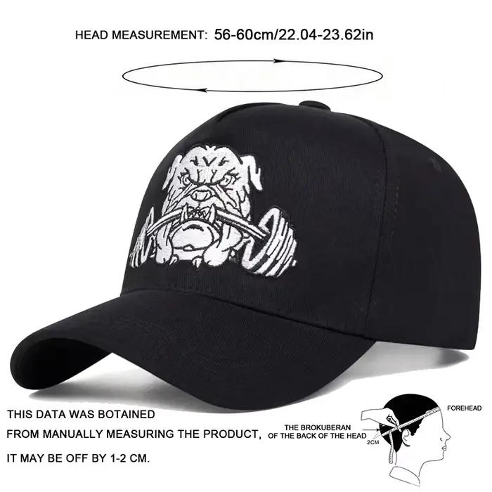 Casquette de Baseball unisexe avec haltères bouledogue brodés