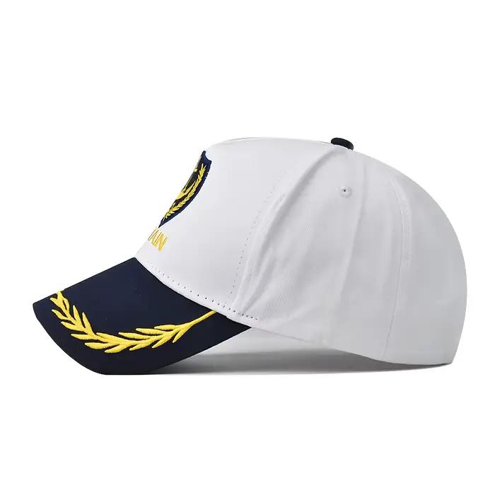 Casquette de capitaine marine vintage unisexe avec broderies tridimensionnelles polyester respirant pour activités de plein air halloween et événements campus