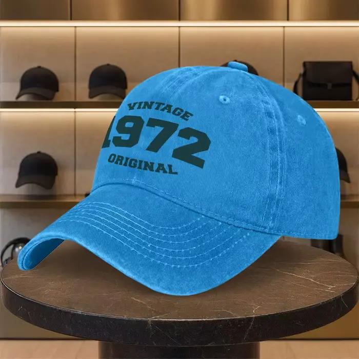 Casquette de baseball unisexe délavée à imprimé numérique vintage 1972