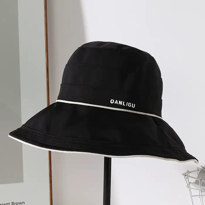 Lettres à la mode à large bord pare-soleil chapeau femmes seau chapeaux décontracté vacances en plein air léger été