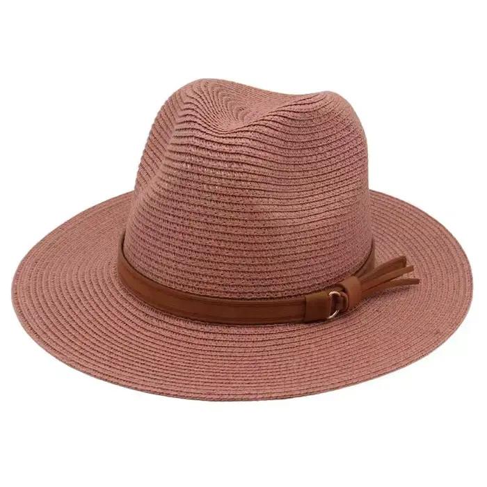 Chapeau Panama Printemps-Été avec ceinture jaune