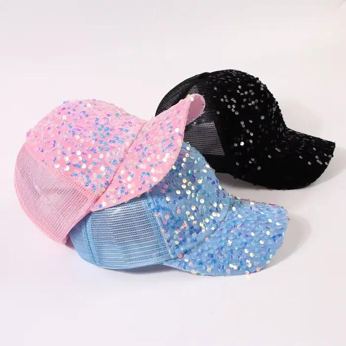 Casquette de baseball à paillettes pour femme