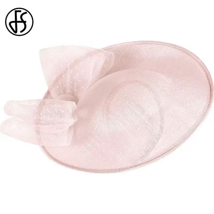 Chapeau fascinateur en sinamay rose pour femmes élégant mariage derby robe soirée cocktail chapeau formel pour l'église occasions spéciales