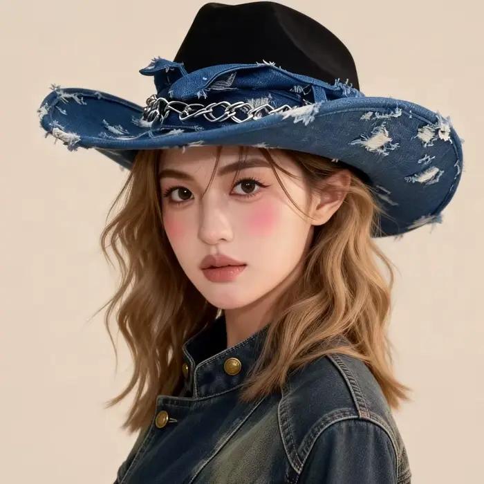 Chapeau de cowboy western vintage pour femmes et hommes
