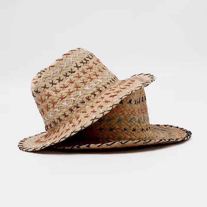 Chapeau en paille de raphia tissé à la main pour femme