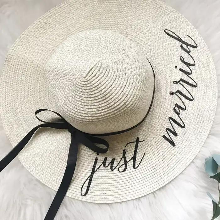 Chapeau souple nuptial pour mariage fiançailles voyage lune de miel vacances piscine jardin plage accessoire photo cadeau HGDTFF