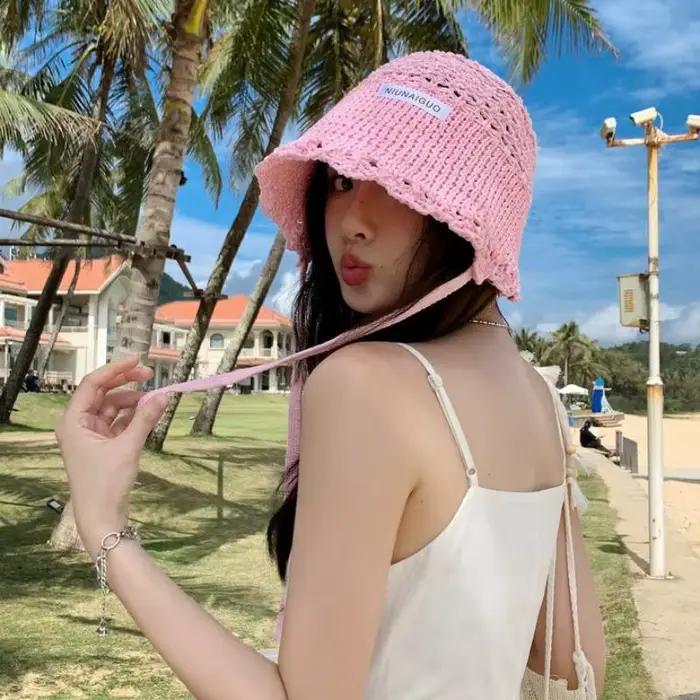 【CPI】 Chapeau de soleil en crochet avec protection UV pour femmes