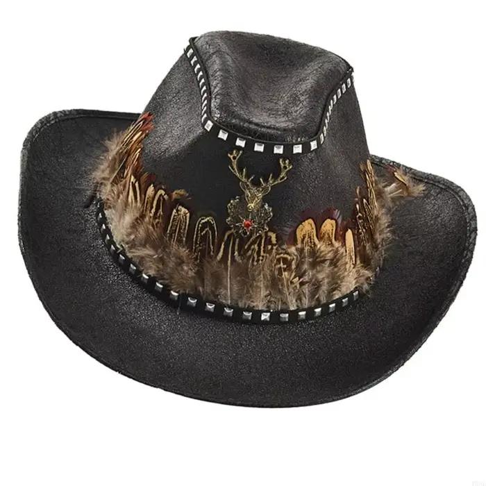 Chapeau gothique élégant décoré plumes