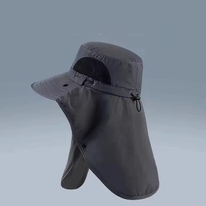 Chapeau de soleil pour homme avec masque facial intégré en maille