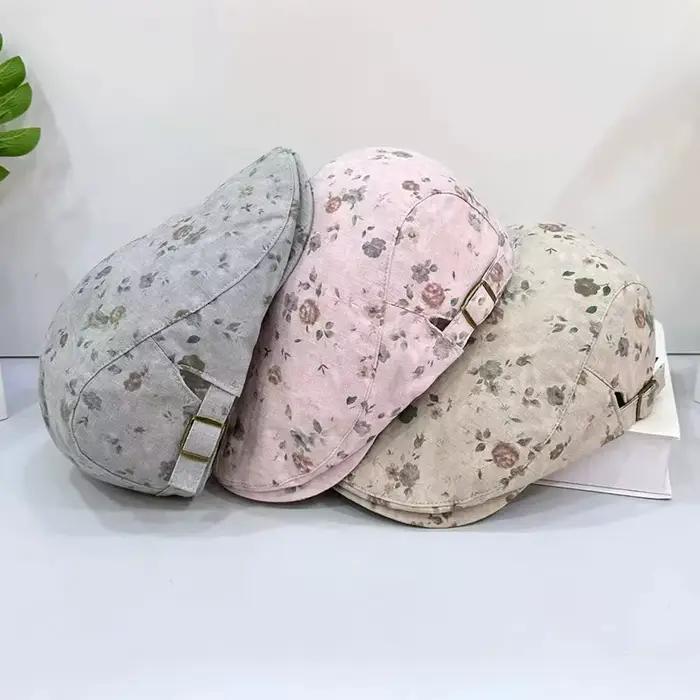 Bérets Mori imprimés style littéraire pour femme – Protection solaire printemps-été