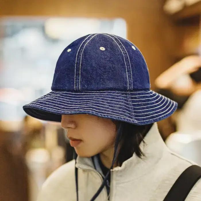 Chapeau de pêcheur Maden Vintage Denim Bleu Unisexe Sport Solide Coton Haute Qualité Occasions Extérieures Avantages Protection Solaire