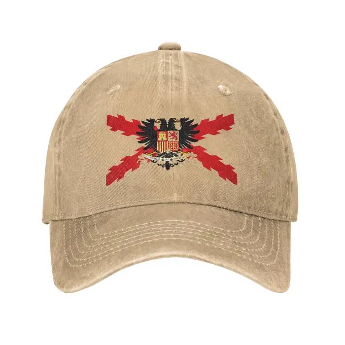 Casquette de baseball bordeaux à croix du drapeau espagnol