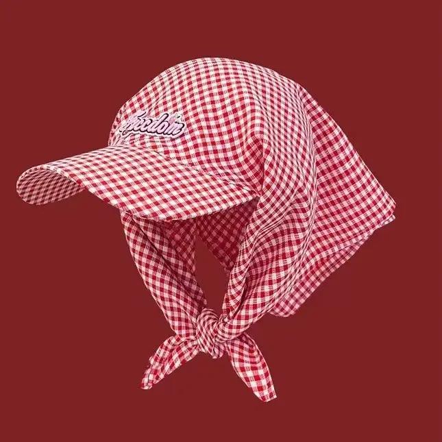 Chapeau foulard à carreaux de conception coréenne pour l'ombrage et la Protection solaire en plein air