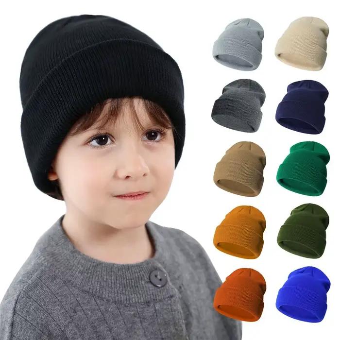 Bonnet d'hiver chaud en tricot doux pour enfants