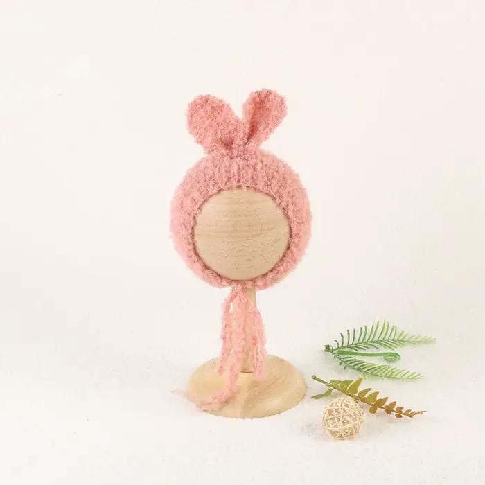 Bonnet de lapin Angora tricoté doux et extensible