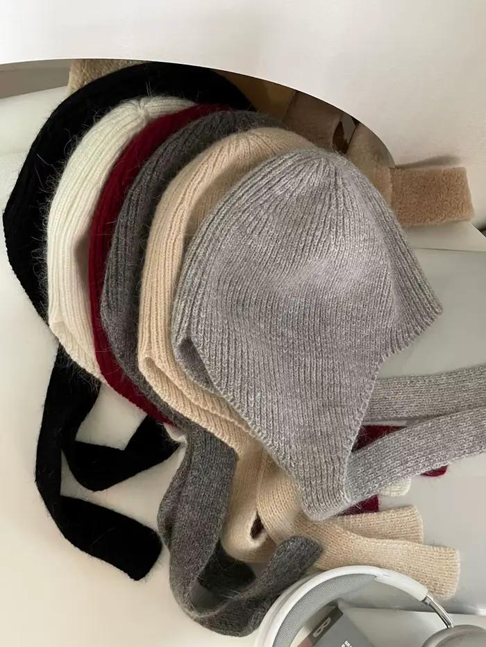 Chapeaux de bombardier tricotés en acrylique et lapin pour femmes et hommes, couvre-oreilles chauds d'hiver, skullies, gorros pour sorties décontractées et sports d'hiver