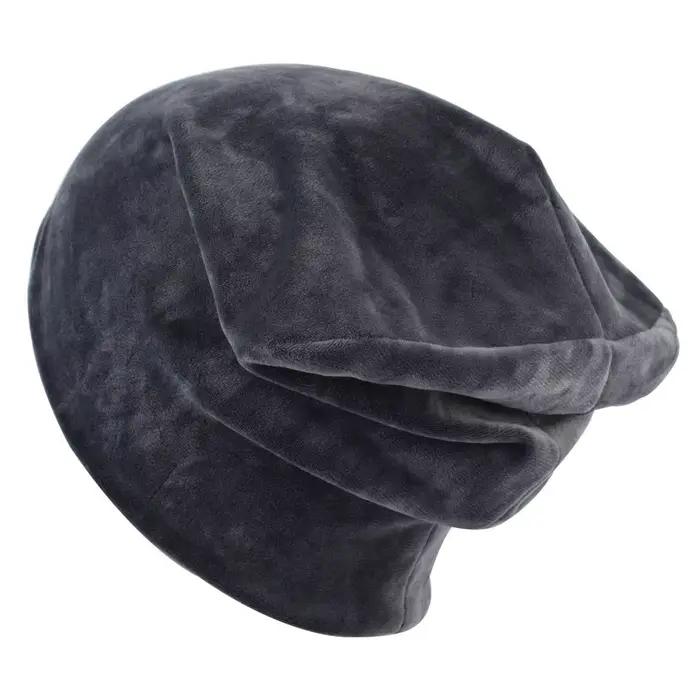 Nouveau bonnet en velours pour femmes hiver chaud Polyester Skullies bonnets pour dames solide