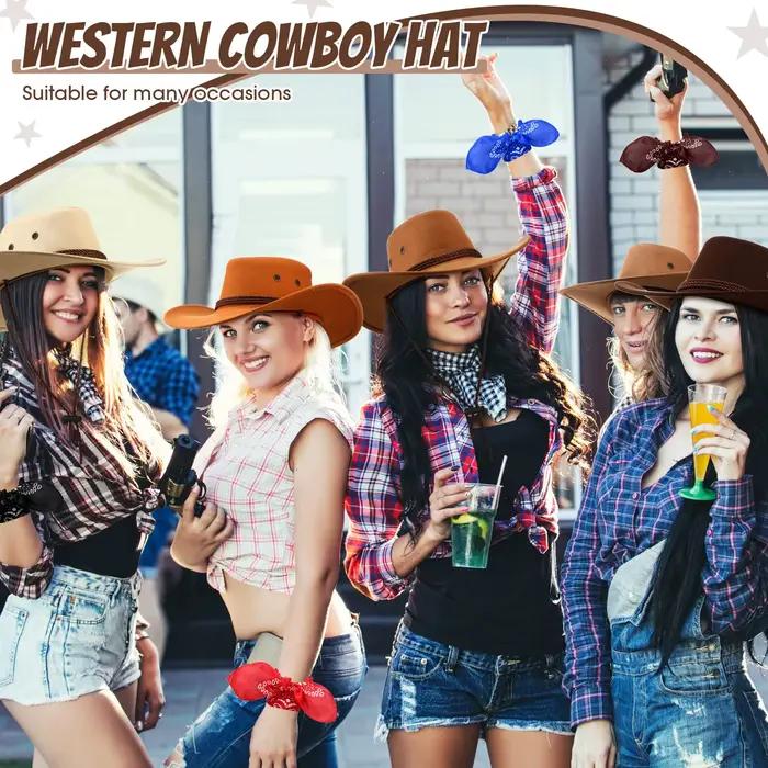Chapeaux de cow-boy et bandanas multicolores pour fêtes et cosplay occidental pour adultes occasions spéciales