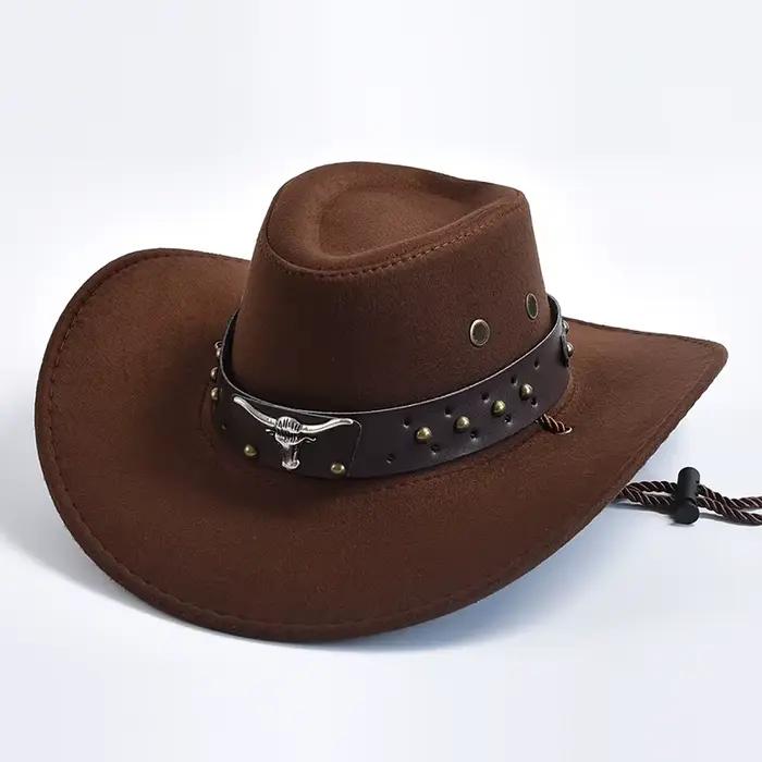 Chapeaux de Cowboy occidentaux en daim artificiel