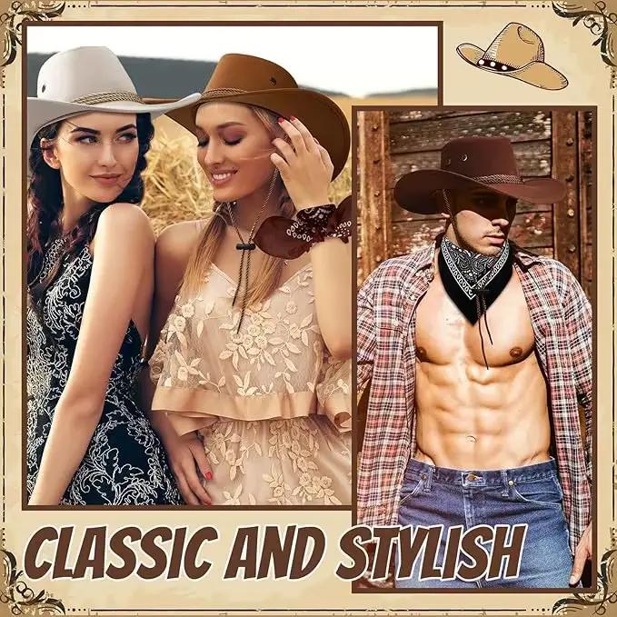 Chapeaux de cow-boy et bandanas multicolores pour fêtes et cosplay occidental pour adultes occasions spéciales