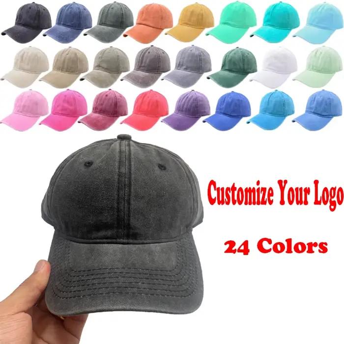 Casquette de Baseball brodée en coton lavé avec Logo personnalisé