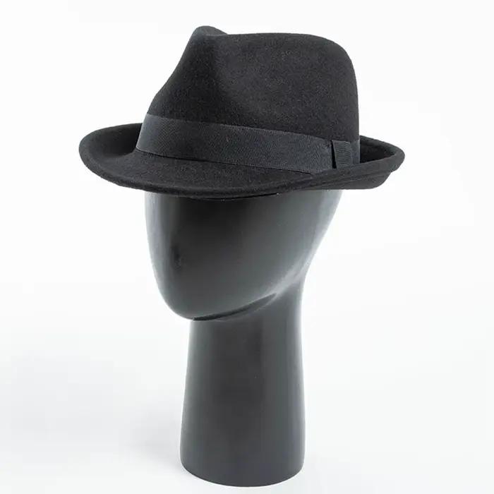 Chapeau Trilby en laine noire pour hommes