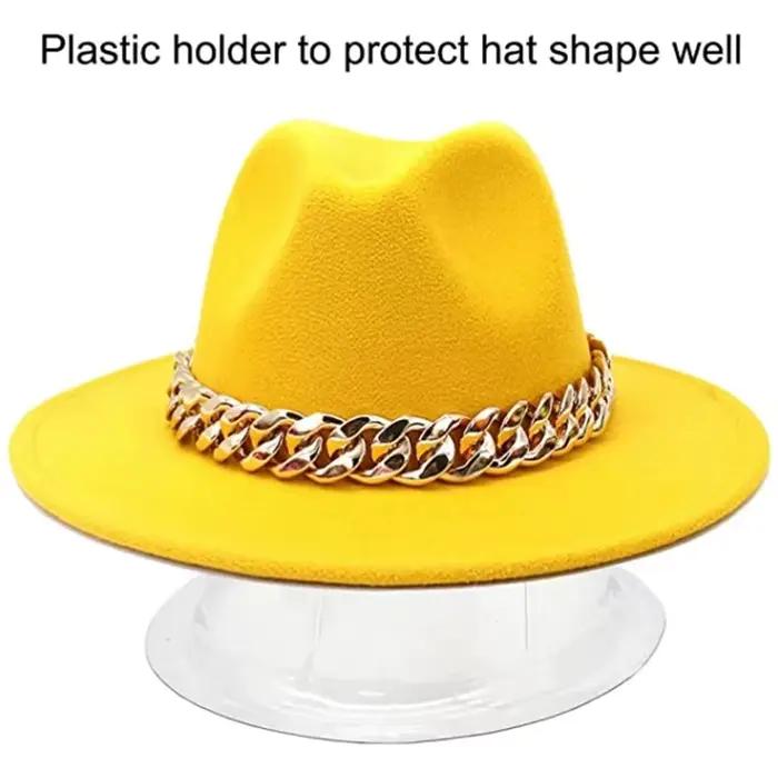 Chapeau Fedoras à chaîne dorée pour femmes et hommes