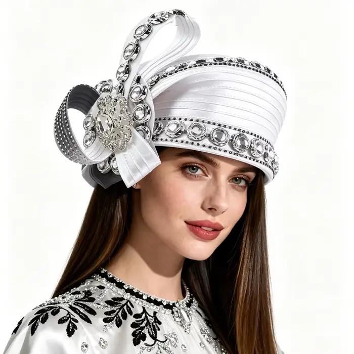 Chapeau bibi de luxe pour femme avec strass